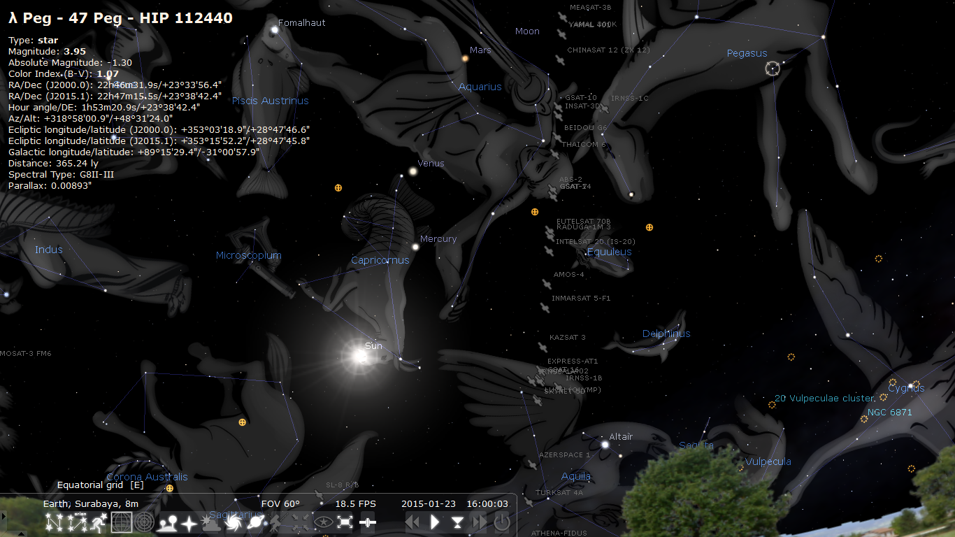 Stellarium Screenshot With Solar