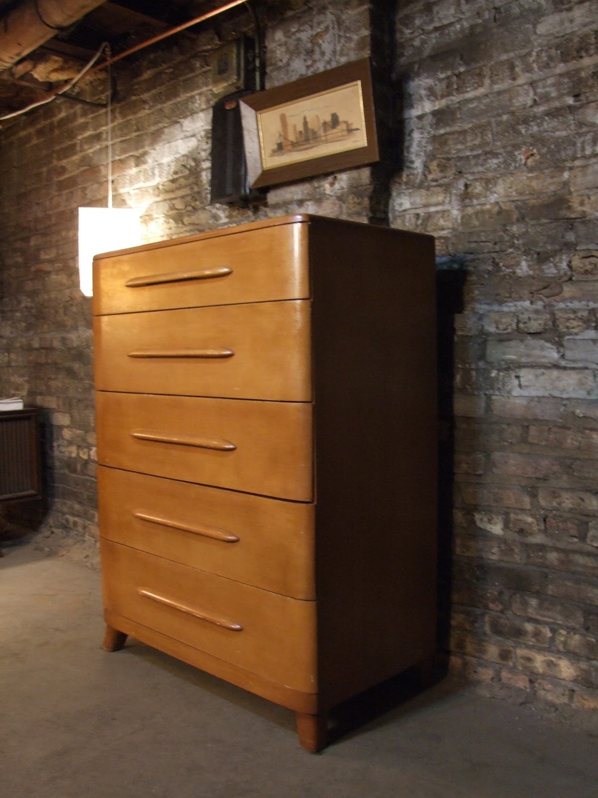 Mid Century Chicago Empire Case Goods Highboy Dresser