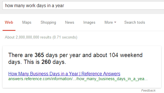 How many business days are in a year?