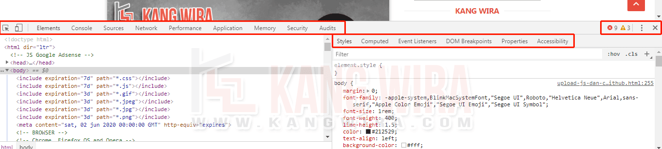 Melihat Kode Template Menggunakan Inspect Element Melihat Kode Template Menggunakan Inspect Element