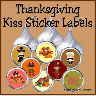 Decorate your Thanksgiving Table with these cute printable Kiss labels.  With pilgrims, Indians, and cute Turkeys your guests will love eating these sweet treats, especially if added to our Thanksgiving Turkey place cards.