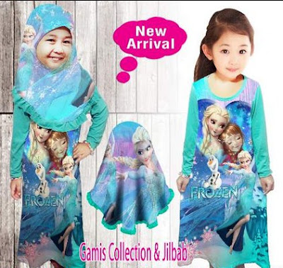 25 Model Baju Muslim Frozen Untuk Anak Perempuan 2019 