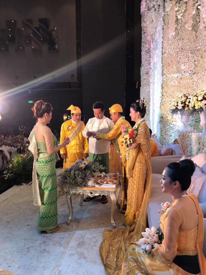Pyay Ti Oo and Eaindra Kyaw Zin Couple Fashion At Myint Myat Wedding 