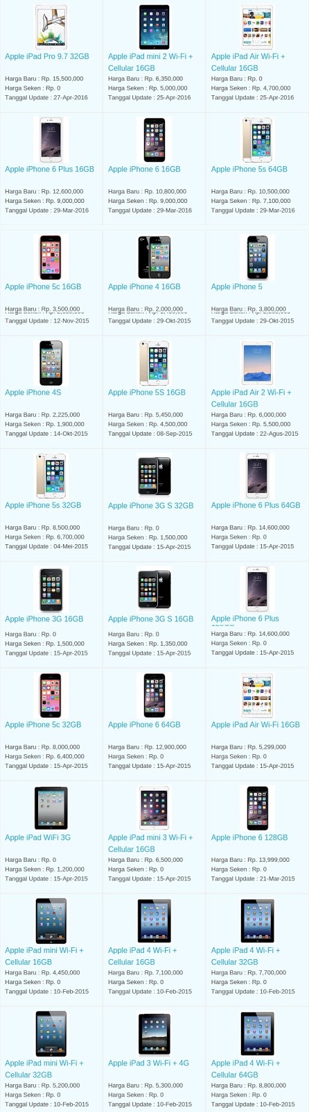 Daftar Harga Hp Terbaru Apple Juni 2016 Daftar Harga Hp Terbaru Apple Juni 2016