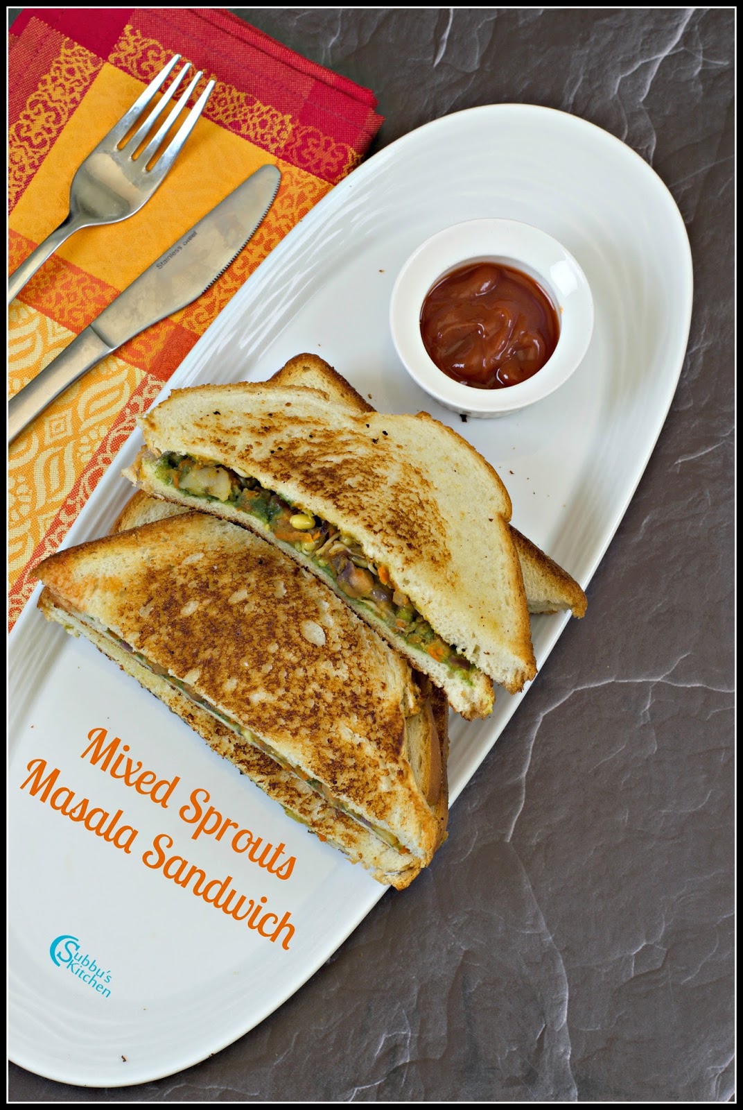 Sprouts Masala Sandwich Subbus Kitchen