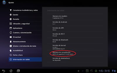 Imagen de la actualización del Android de la Asus Eee Pad Transformer TF101