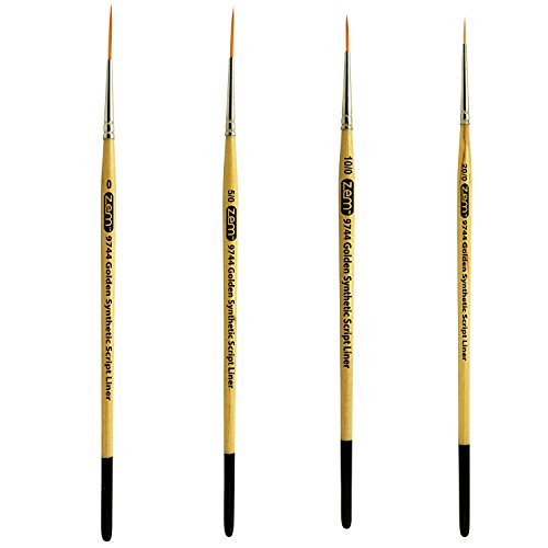 2 ZEM Golden Synthetic Small Detail Round Brushes Set Sizes 10//0 3//0