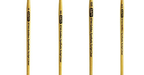 2 ZEM Golden Synthetic Small Detail Round Brushes Set Sizes 10//0 3//0