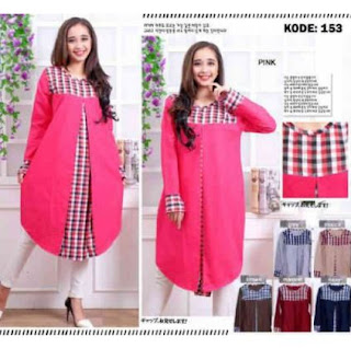 Model batik tunik katun polos Model batik tunik katun polos
