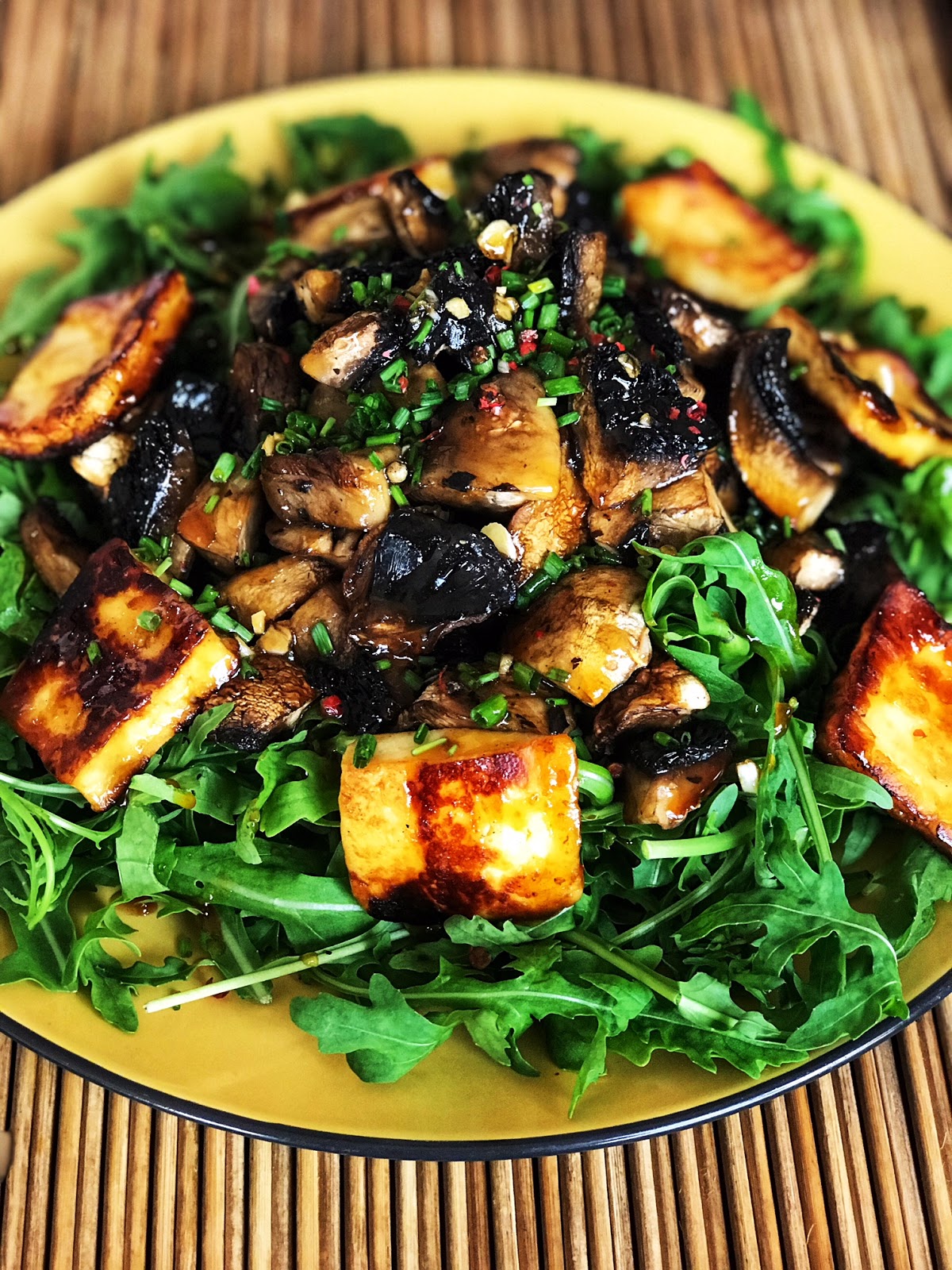 Roasted Mushroom and Halloumi Salad