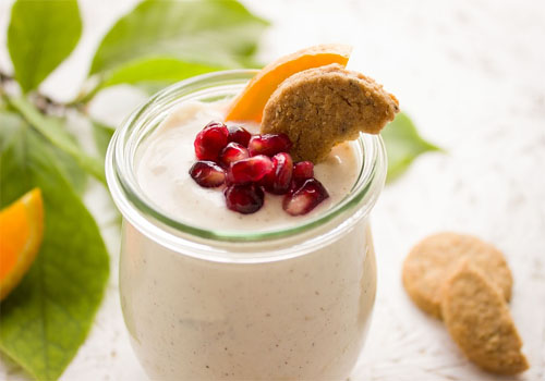 Harina de haba y hojuela de avena con leche