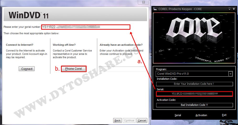 Installation Copy the code from the Keygen WinDVD - Then Click the 'Ac