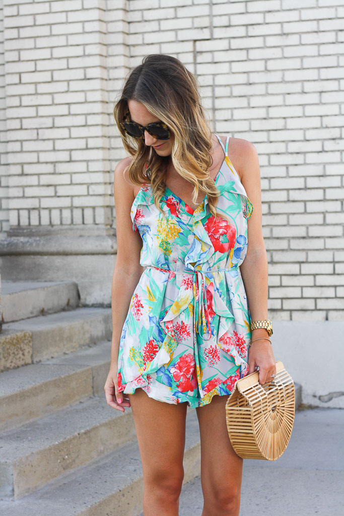 This sweet floral romper has just the right amount of ruffles and is perfect for a summer date night! 