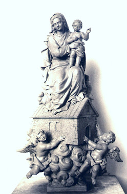 1957.- "Virgen María de Loreto". Original terracota y yeso L. Causarás. Talla madera J. Satorras.