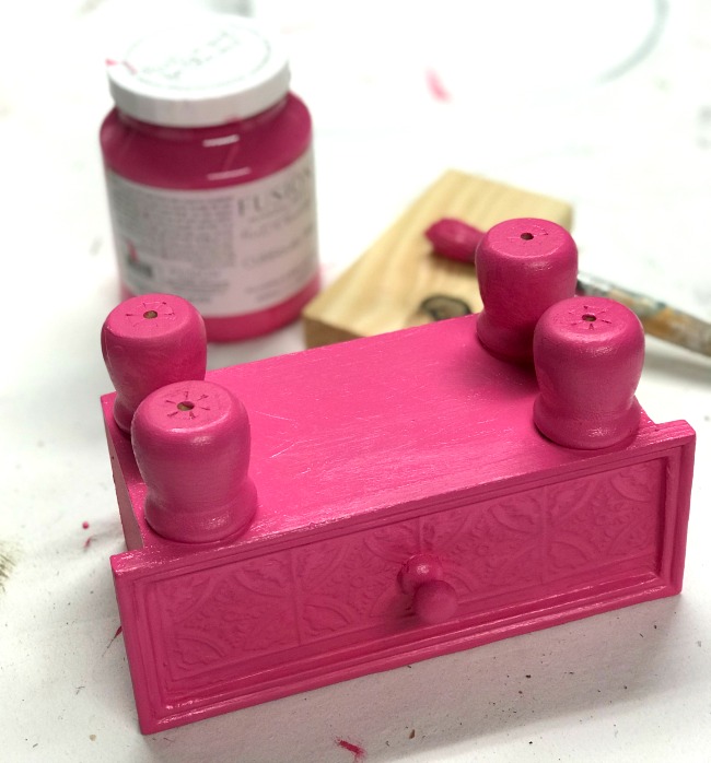 DIY Repurposed Pink Drawer Nail Polish Organizer