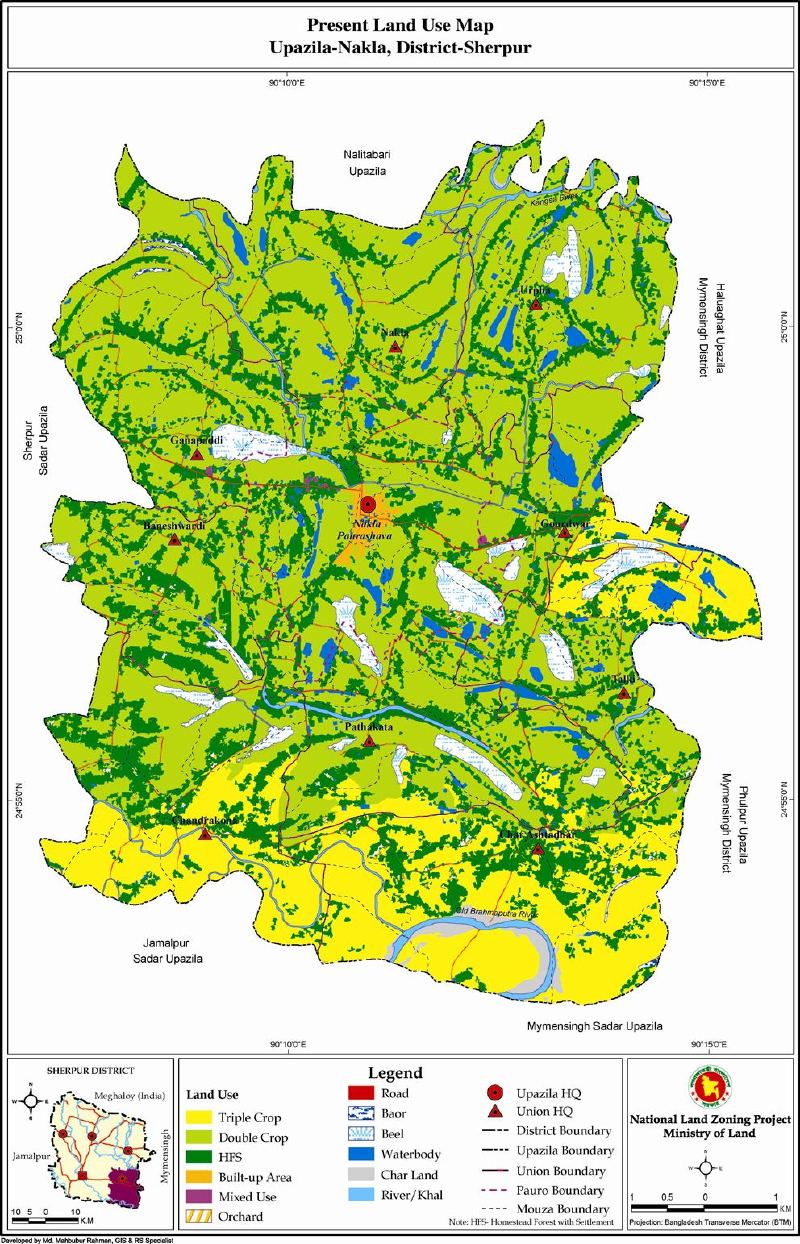 Nakla Upazila Mouza Map Sherpur District Bangladesh