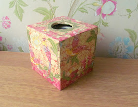 Decoupaged tissue box by Pink Flamingo Handcrafting