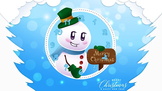 Christmas Snowman Clock Animated screensaver