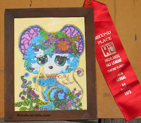 Children's art category contest winner, mouse, child art, painting, 1975