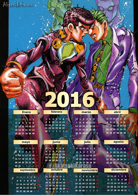 calendario 2016 jojo no kimyou na bouken