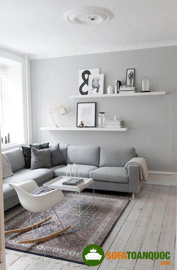 Bộ ghế sofa góc màu sắc trung tính cho phòng khách Bộ ghế sofa góc màu sắc trung tính cho phòng khách