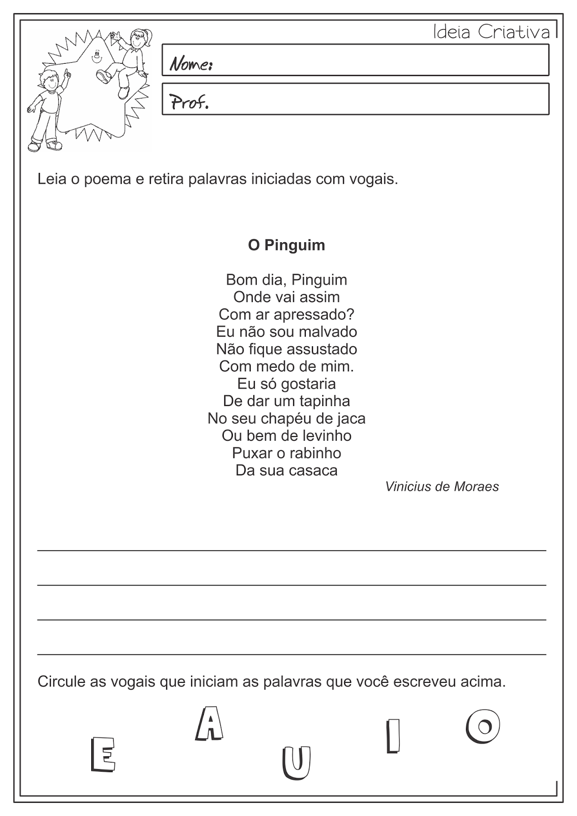 Atividades Educativas Vogais Língua Portuguesa 3° ano Fundamental