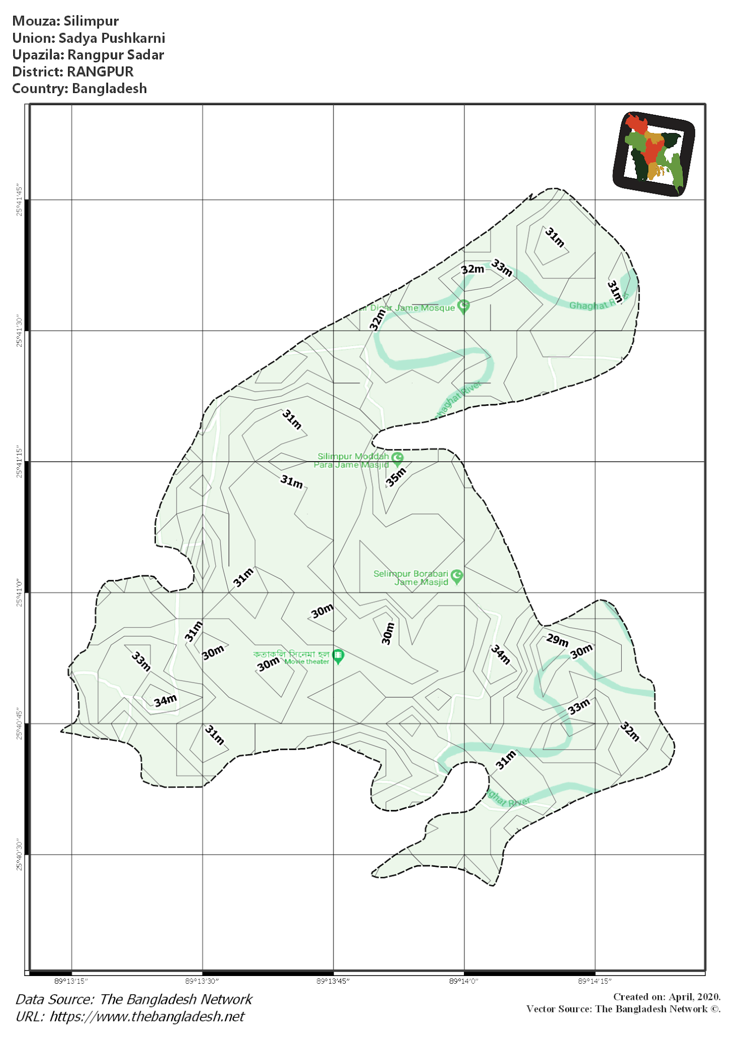 Map of Silimpur Mouza of Rangpur Sadar Upazila, RANGPUR Map of Silimpur Mouza of Rangpur Sadar Upazila, RANGPUR, Bangladesh.