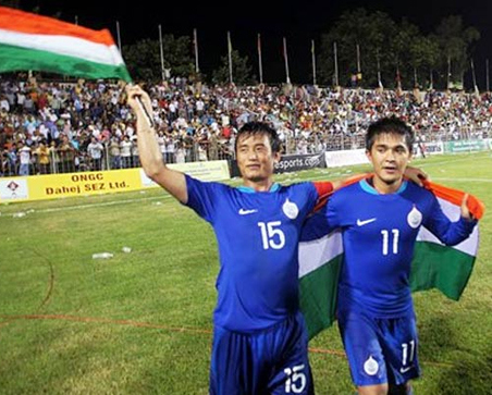 baichung bhutia and Sunil Chhetri baichung bhutia and Sunil Chhetri