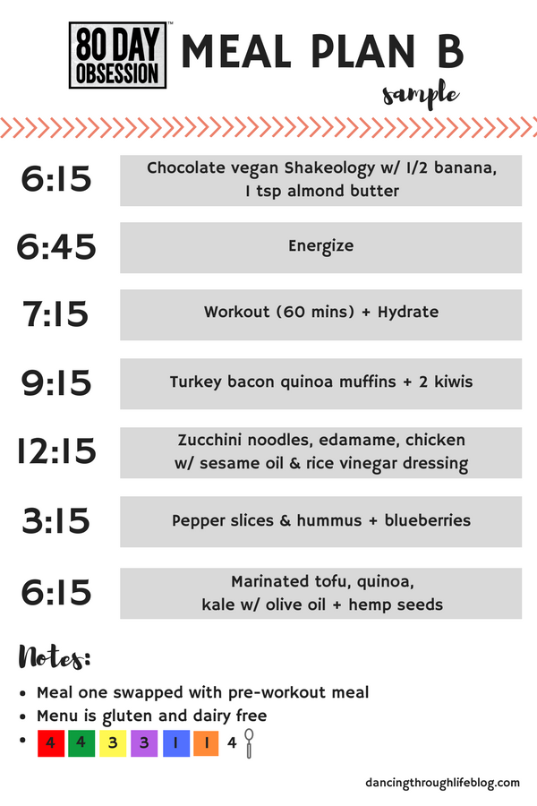 80 Day Obsession Meal Plan B 