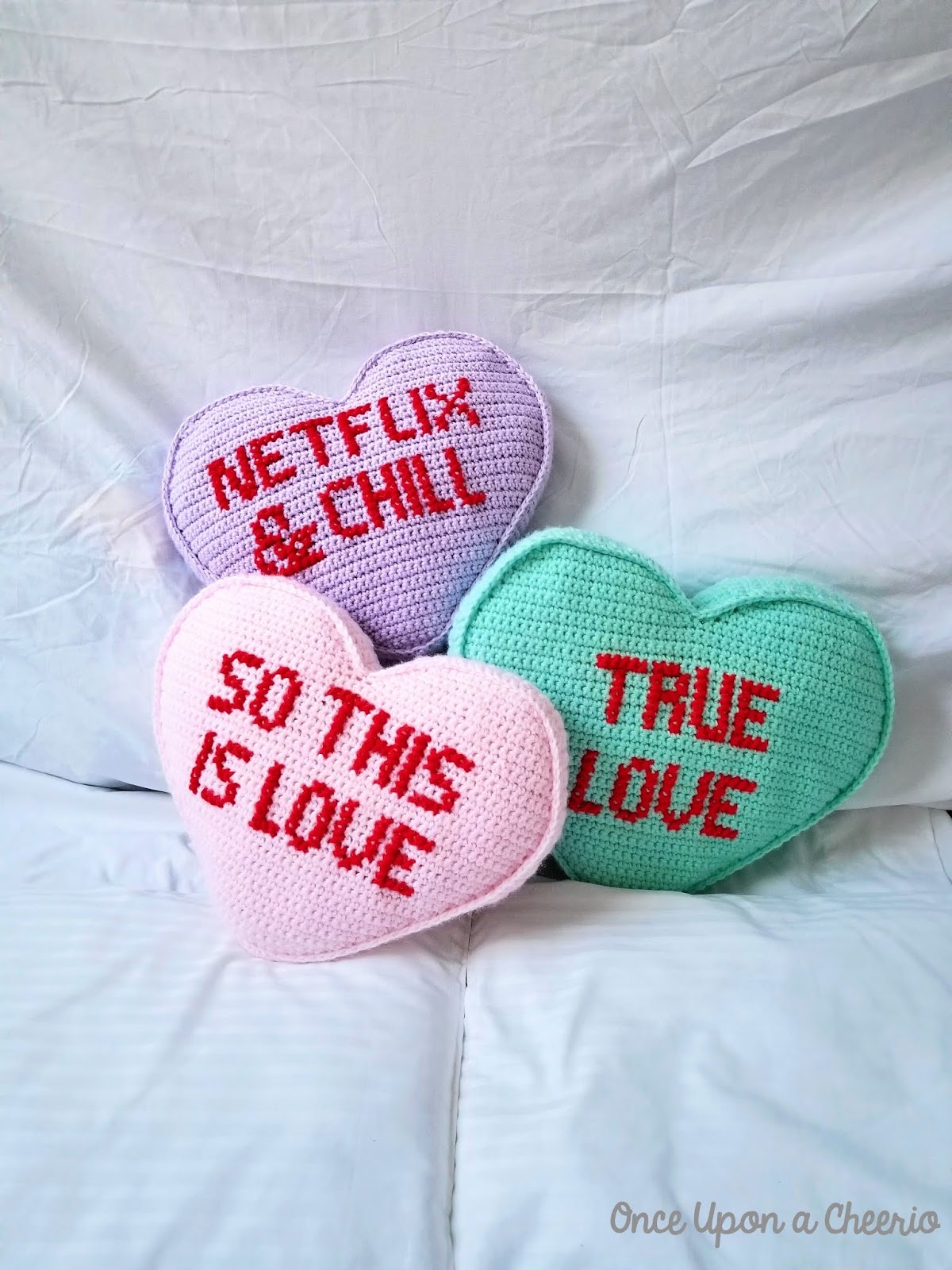 Cross Stitch Letters on Single Crochet Canvas Candy Heart Pillows Cross Stitch Letters on Single Crochet Canvas Candy Heart Pillows