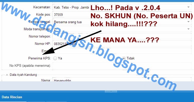 No. SKHUN / No. Peserta UN Hilang Dari Edit Peserta Didik