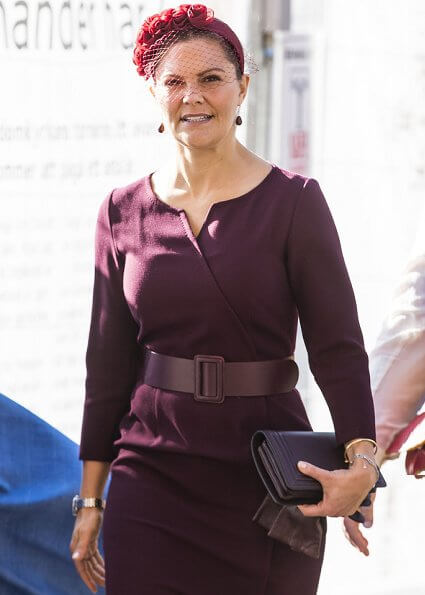 Crown Princess Victoria wore Camilla Thulin montana dress. The Crown Princess wore a burgundy dress by Camilla Thulin 