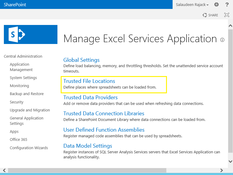how to configure excel services in sharepoint 2013 step by excel services