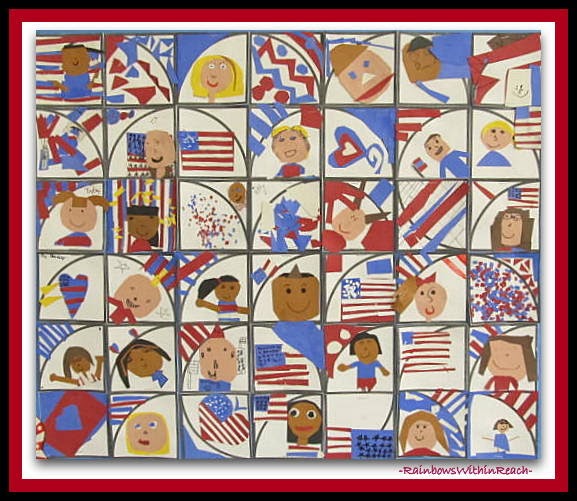 Patriotic Quilt by 2nd Graders in Response to "Red, White and Blue" 