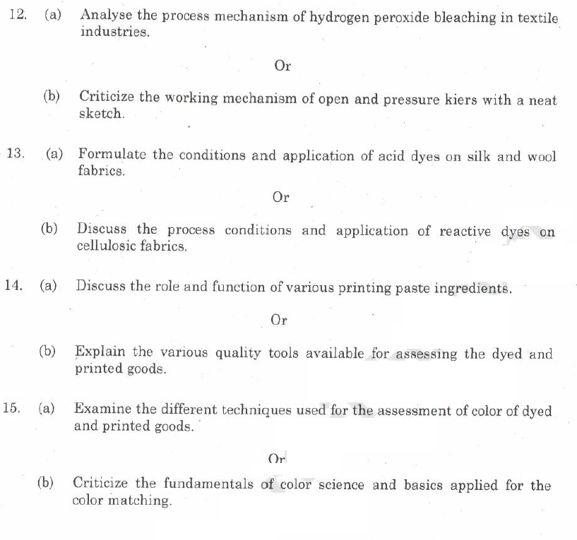 FT 6404 TEXTILE CHEMICAL PROCESSING I April May 2015 Question Paper