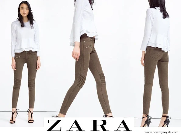Kate Middleton wore ZARA Mid Rise Biker Trousers