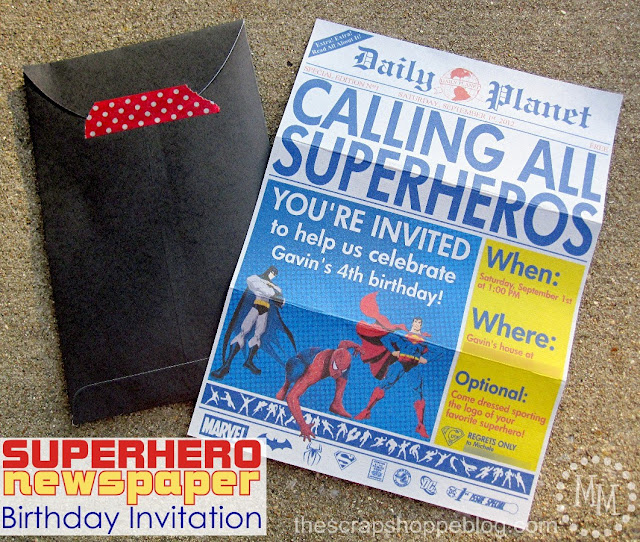 superhero newspaper birthday invitation