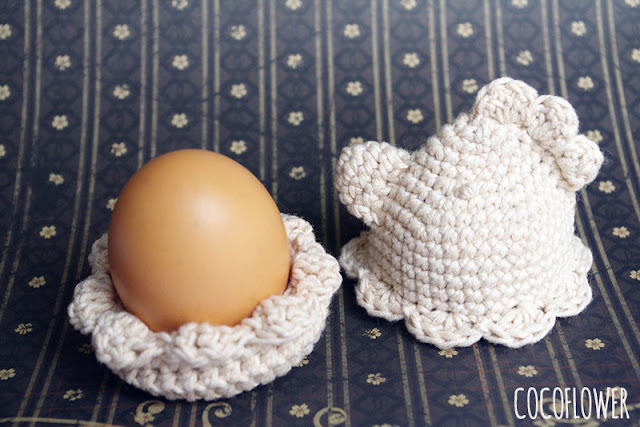 2 Crocheted Easter Eggs and 1 Crocheted Chicken Egg Holder