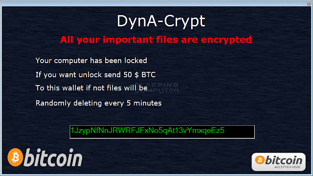 DynaCrypt Ransomware - Ιός Κρυπτογράφησης μην πληρώσετε τα Bitcoin Λύτρα