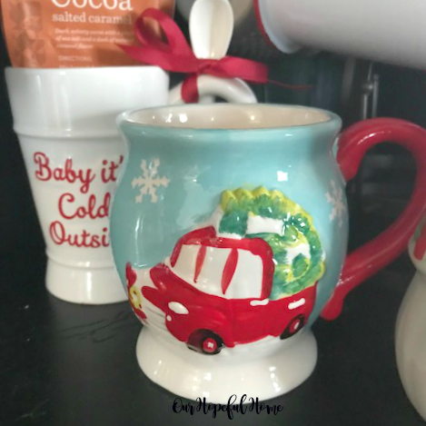 ceramic mug red truck christmas tree