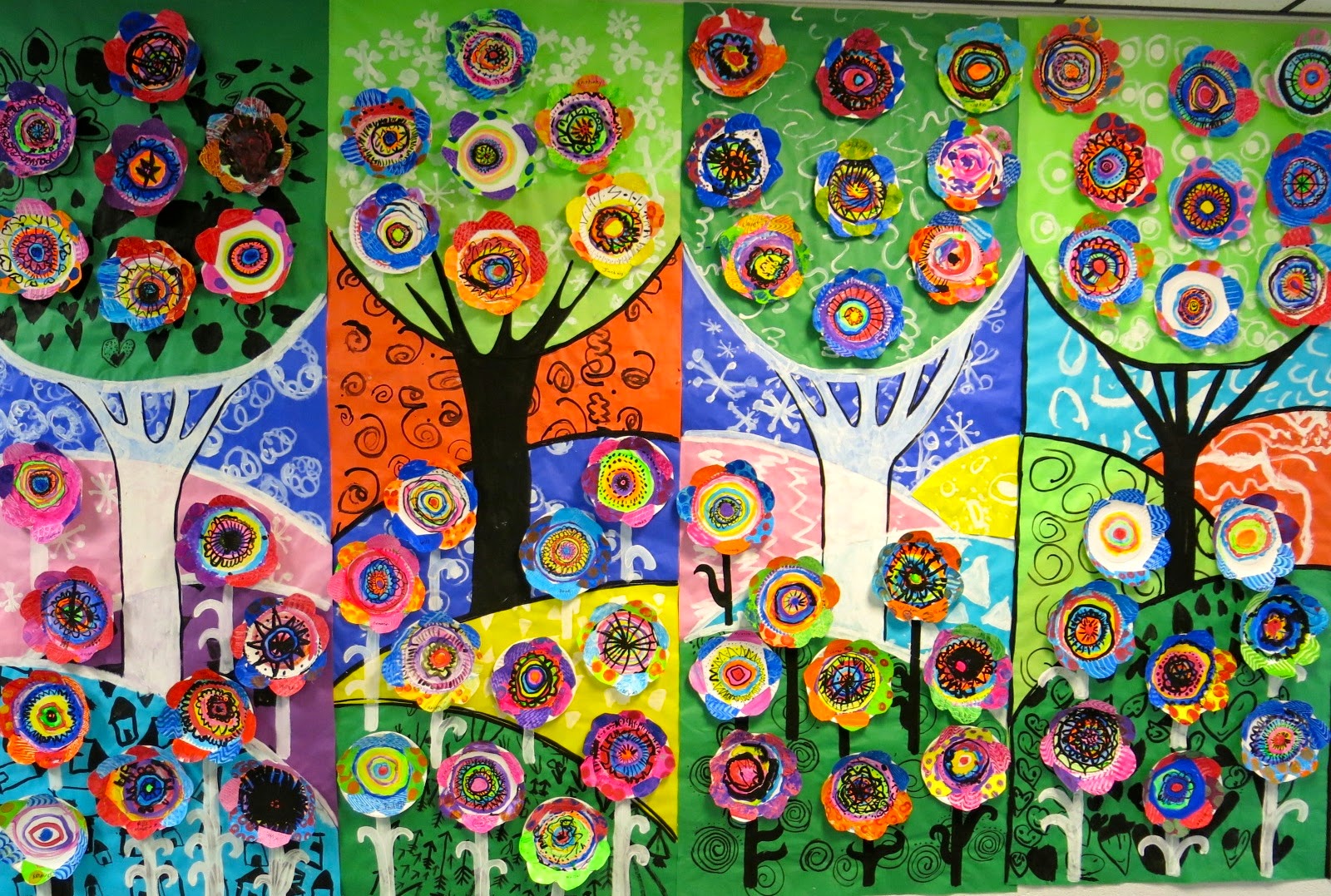 Cassie Stephens: In the Art Room: A Flower-y Mural for Dot Day