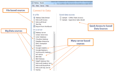 Tableau: 1) Connecting to different data Sources