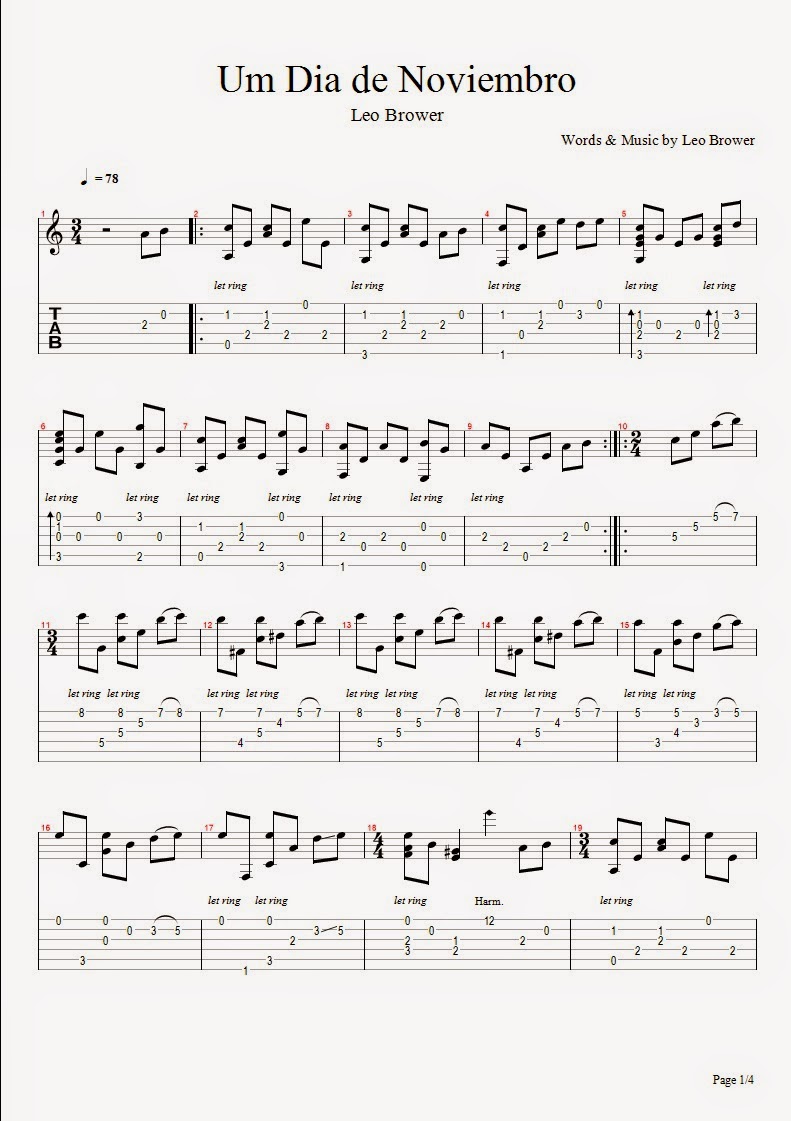 partituras para guitarra leo brouwer 2 un dia de noviembre leo brouwer sheet music