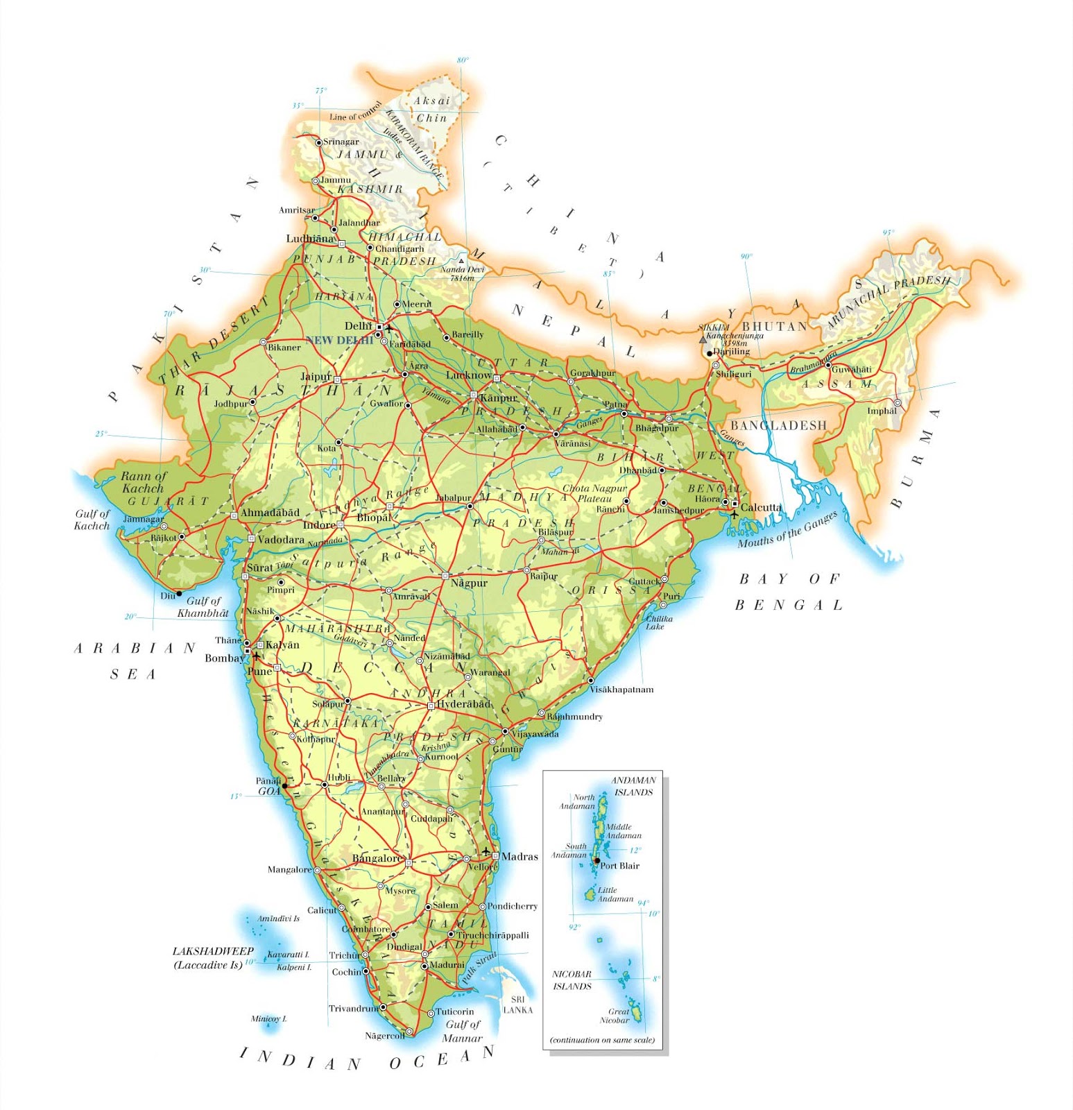 INDIA - GEOGRAPHICAL MAPS OF INDIA