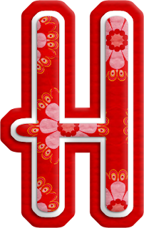 Alfabeto Rojo con Flores Blancas.
