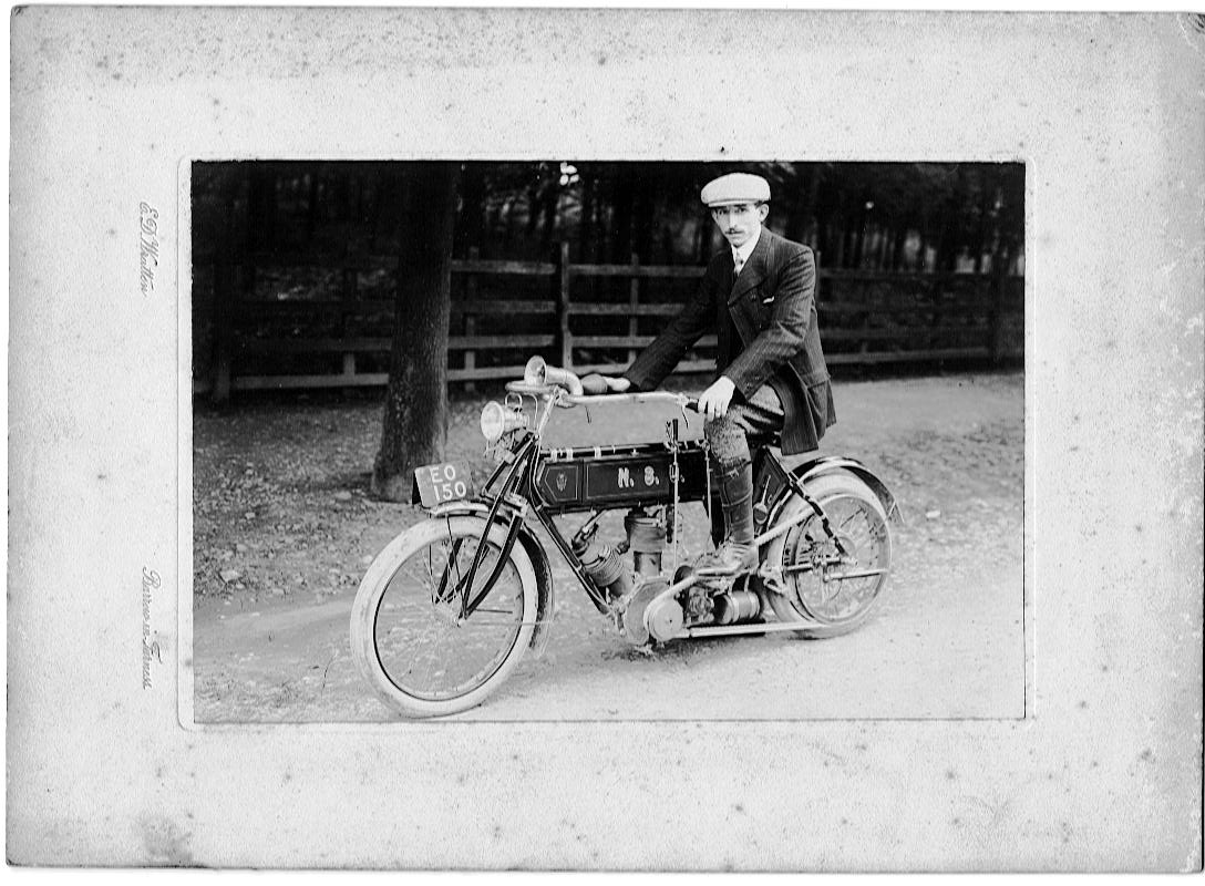 My Grandfather on his first motorbike