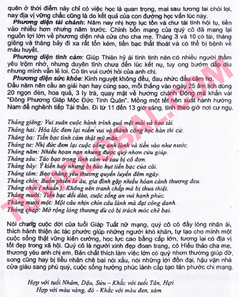 Xem tử vi tuổi Giáp Tuất nữ mạng năm 2014 Giáp Ngọ