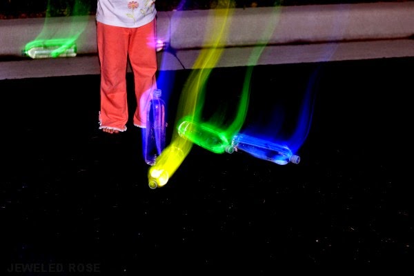 Night bowling- a super fun activity for Summer. The glowing ball and pins are easy to make, too!
