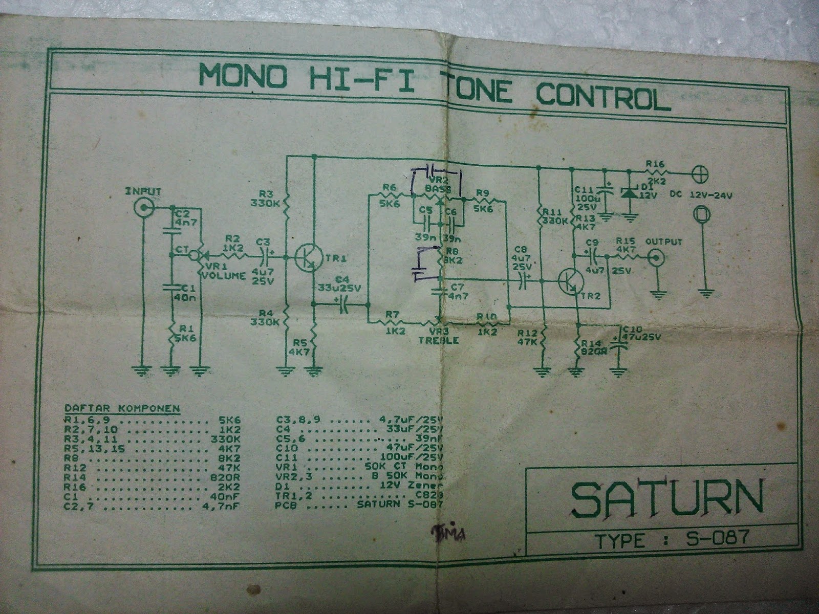 omrin Mono Hi Fi Tone Control Saturn S 067