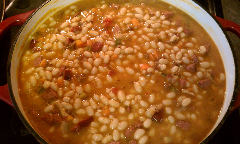 Cheftainment Bean & Bacon Soup w/ Smoked Turkey Sausage